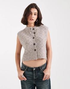 Жилет с текстурированной отделкой на пуговицах ASOS DESIGN в грибном цвете