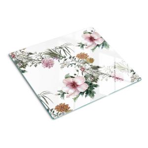 Стеклянная тарелка 60х52 см с цветочным узором TULUP, мультиколор
