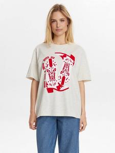 Футболка с принтом в стиле Western Cowboy Boots Numph, Cream/Red
