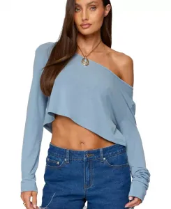 Женский укороченный топ с открытыми плечами Edikted, синий