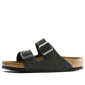 Тапочки arizona soft footbed suede leather narrow fit sandals 'velvet gray' Birkenstock, серый