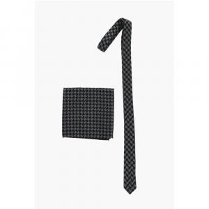 CC COLLECTION Карманный платок и галстук с узором «гусиная лапка» Corneliani, серый