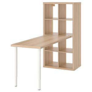 Комбинация стола KALLAX/LAGKAPTEN IKEA, 77x159x147 см, цвет white/white stained oak effect