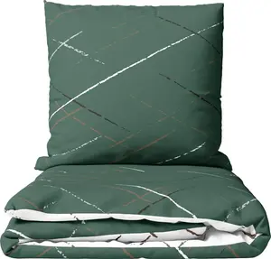 Комплект постельного белья из хлопка 240x220 см, в зеленую полоску, двустороннее постельное белье с застежкой-молнией, легко ухаживать и не мнется leonado vicenti