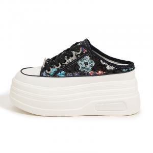 Миланская Любовная Песня С блёстками Быстросохнущие Устойчивые к истиранию Бесшумные Тапочки Женские Чёрный, Белый