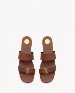 Слайды BABYLONE из гладкой кожи SAINT LAURENT, коричневый