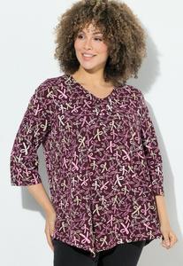 Топ Ulla Popken RIBBON PRINT 3/4 SLEEVE ASYMMETRIC , Plum/Dark Purple
