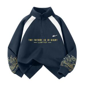Детский свитшот с полуоткрытым воротником Moderate WARRIOR, темно-синий/h english золото logo+h right sleeve pattern золото-stamped k+h left sleeve pattern heat-transfer k