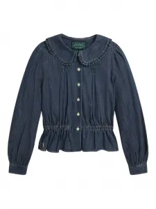 Джинсовая блузка с оборками POLO RALPH LAUREN KIDS, синий