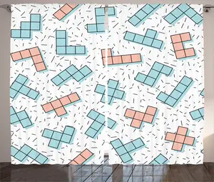 Шторы ABAKUHAUS в деревенском стиле 90-х годов, ретро, винтажный абстрактный, универсальные, с петлями и крючками, для гостиной, 280 x 245 см, черно-синий Abakuhaus