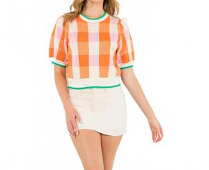 Элис Свитер в клетку оранжево-розовый THML