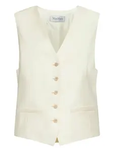 Жилет Zuai на пуговицах с прорезными карманами Max Mara, нейтральный