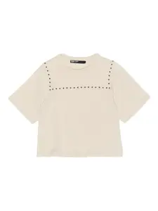 Футболка с короткими рукавами, украшенная заклепками Bimba Y Lola, нейтральный