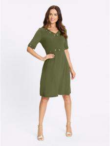Платье-рубашка оливкового цвета Heine