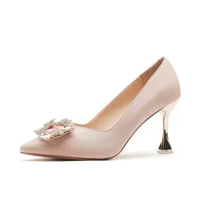 QITUMAUL Женские туфли на высоком каблуке бордовые с шампанским [высота каблука 8,5 см], цвет Champagne[Heel Height 8.5cm]