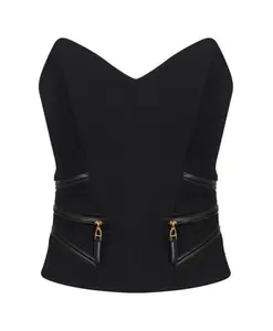 Топ из крепа с застежкой-молнией Elisabetta Franchi, черный