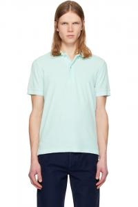 Tom Ford Синяя махровая рубашка-поло с коротким рукавом