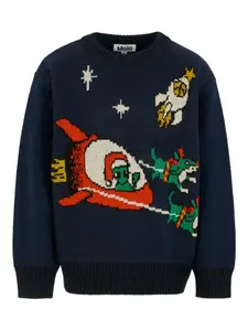 Свитер с круглым вырезом, украшенный ракетой Molo, синий