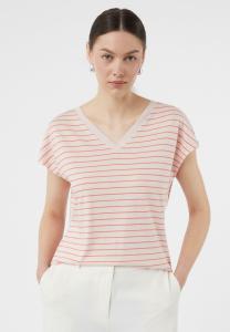 Базовая футболка GESTREIFTES MIT V-AUSSCHNITT comma, розовый