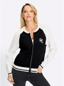 Кардиган тонкой вязки черного и экрю цвета Heine