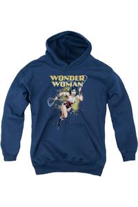Молодежная толстовка с капюшоном Justice League of America Star Lasso Gildan, темно-синий