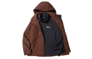 Водонепроницаемая, ветрозащитная, дышащая, водоотталкивающая ветровка 3 в 1, унисекс Jack Wolfskin, hot коричневый/d0107