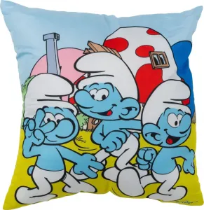 Подушка "Смурфики" - плюшевая декоративная подушка, подушка под голову, подушка на сиденье, синяя, 40 x 40 см United Labels