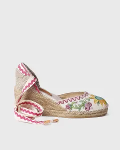 Женские эспадрильи на танкетке из принтованной ткани с лентами Toni Pons, цвет Crudo