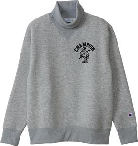 Мужская толстовка Champion с длинными рукавами, воротником-стойкой, круглым вырезом и отделкой спереди. Эластичная ткань, свободный крой, флис Tech Weave. Идеально подходит для игры в гольф, серый