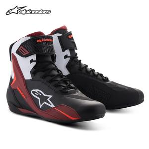 ALPINESTARS PROTECTS Star Casual велосипедные ботинки FASTER-4 антискользящие мотосапоги мотообувь для мужчин и женщин, черно-белые с темно-красным, размер 43
