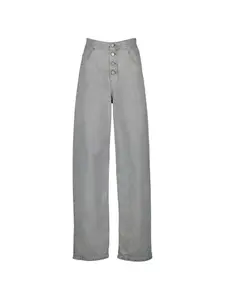 Джинсы с кожаными вставками на пуговицах MM6 Maison Margiela, серый