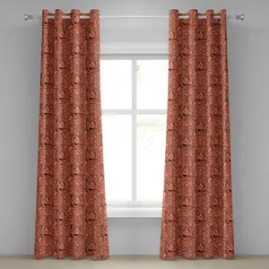 Персиковая штора на люверсах ABAKUHAUS, нарисованная вручную цветочная композиция, яркие цвета, рисунок природы, краткое описание, декоративные двухпанельные шторы, 280 см x 260 см, персиково-оранжево-черный