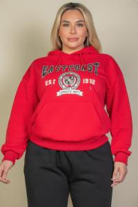 Женская толстовка больших размеров с графическим принтом, карманом-кенгуру и завязками TRUEDAMES, красный