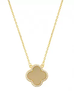 Ожерелье с золотым хрустальным клевером и матовым центром Adornia, gold