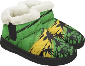 Зимние женские ботинки с меховой подкладкой, подошва EVA, утепленные удобные зимние ботинки для снега, уличные, размер 4,5-14 Chririnla, Coconut Tree Jamaica