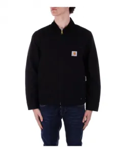Пальто с застежкой-молнией и логотипом спереди, изготовлено из органического хлопка. Carhartt Wip, черный