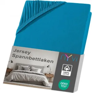 Простыня на резинке Джерси DreamScience 140x200 - 160x200 см, бензиновая, для матрасов высотой до 22 см - Мягкая и эластичная, эластичная по всему периметру, не требует глажки NYVI