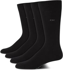Мужские носки Calvin Klein для повседневного носка из хлопковой смеси: узоры и однотонные (4 пары), Black Logo