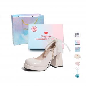 Туфли Chunky Heel High Heels 8.5cm Women's Gift Box Set Be good, Ecru