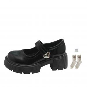 Туфли Мэри Джейн на массивном каблуке для женщин BINGO DUCK, Black Gift Socks