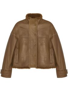 Yves Salomon куртка с подкладкой из овчины, коричневый