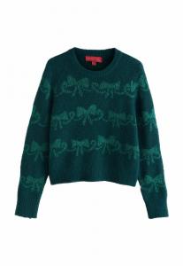 Джемпер Next Jumper, Teal Blue Sparkle Tinsel Bow/Dark Green