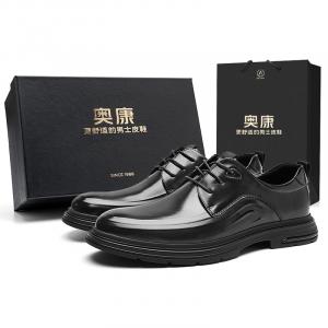AOKANG Мужские туфли черные дерби, цвет Black (Standard Leather Shoe Size)