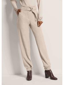 MADELEINE Повседневные женские брюки с поясом и эластичным низом жемчужно-белого цвета