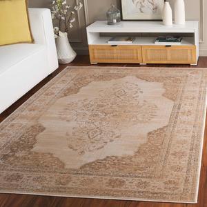 Ковер SAFAVIEH, 161 x 229 см, Vintage Collection, Creme, дизайн Oriental Medallion Distressed Viscose, идеально подходит для помещений с высокой проходимостью в гостиной, спальне (VTG122-3440)