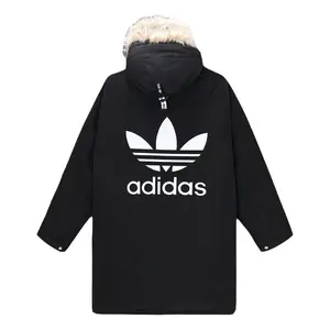 Пуховик adidas originals Down Fur Parka Casual Sports Stay Warm hooded down Jacket Black, черный