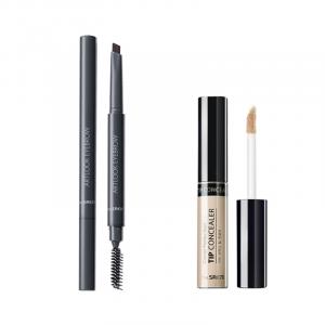 Двусторонний карандаш для бровей silky concealer легко растушевывается безупречно держится долго без эффекта маски 6,5г+0,2г The Saem