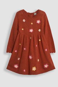 Трикотажное платье с цветочной вышивкой Jojo Maman Bébé, оранжевый