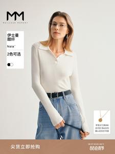 Свитер Mai Meng с воротником-поло из ацетатной шерсти, белый