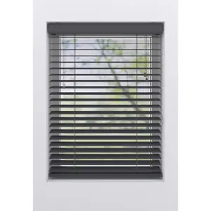 Жалюзи для моего дома "Ariane", (1 шт.), рейки ПВХ, имитация дерева, 50 мм, с приводом от шнура My Home, цвет anthrazit + anthrazit + anthrazit